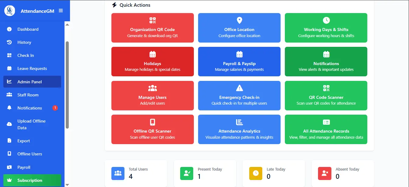 AttendanceGM Dashboard Demo